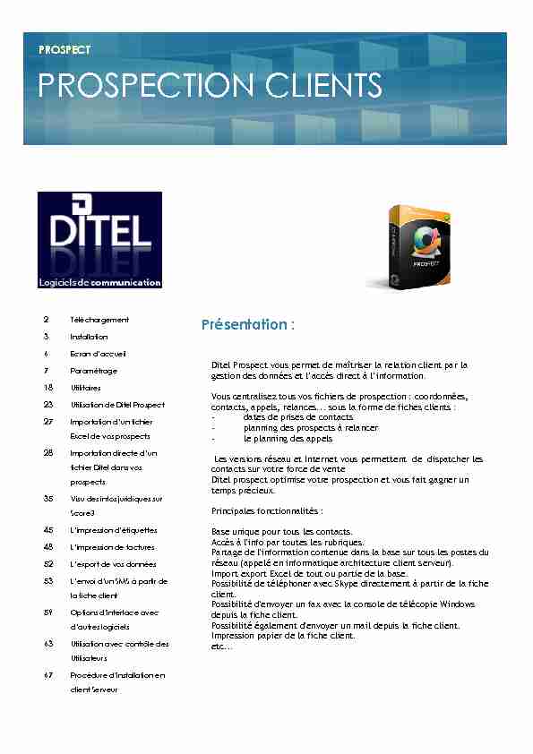 [PDF] PROSPECTION CLIENTS - Ditel