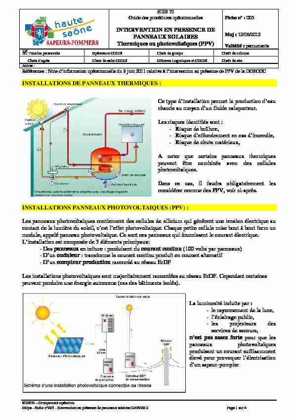 GOps - Fiche n°005 - Intervention en présence de panneaux solaires