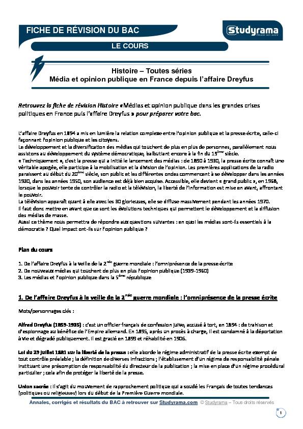 [PDF] FICHE DE RÉVISION DU BAC - Studyrama