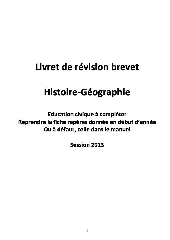 [PDF] Livret de révision brevet Histoire-Géographie - histoirendv