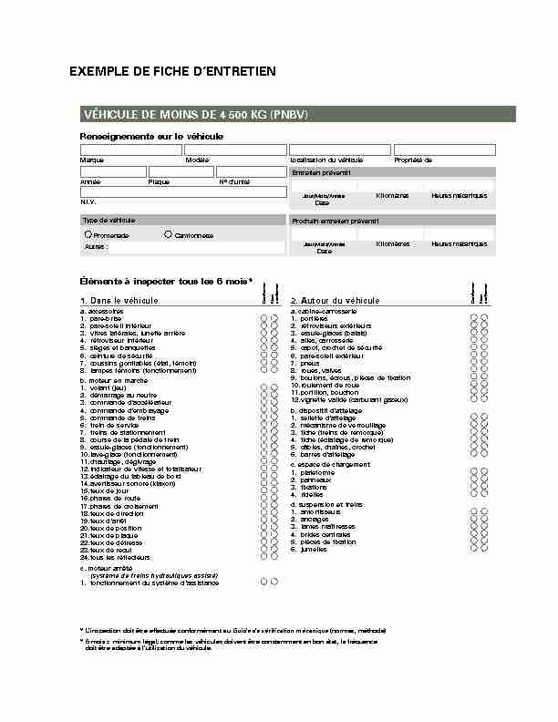 [PDF] Exemple de fiche dentretien – Véhicule dont le poids  - SAAQ