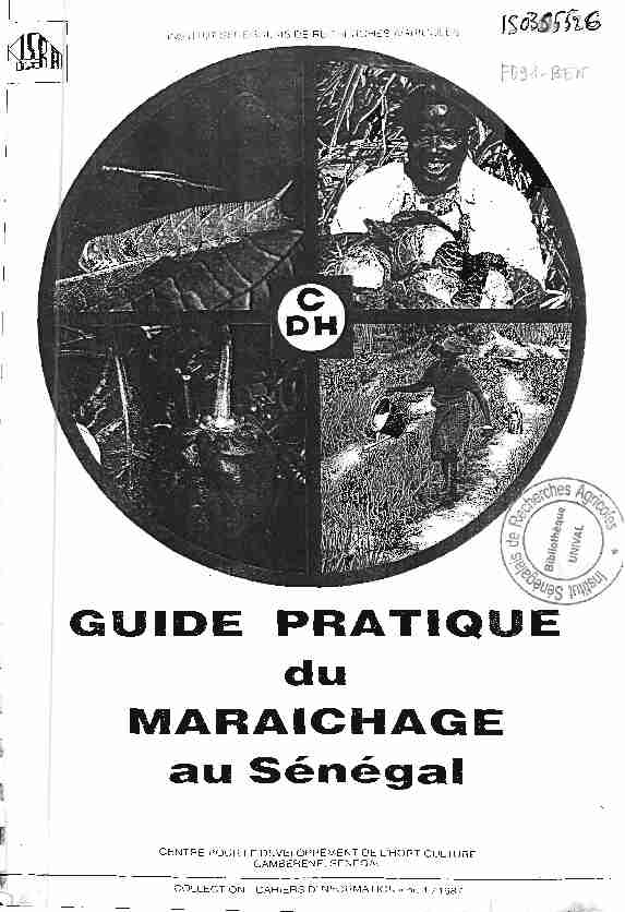 [PDF] GUIDE PRATIQUE MARAICHAGE - Semences - Institut Sénégalais
