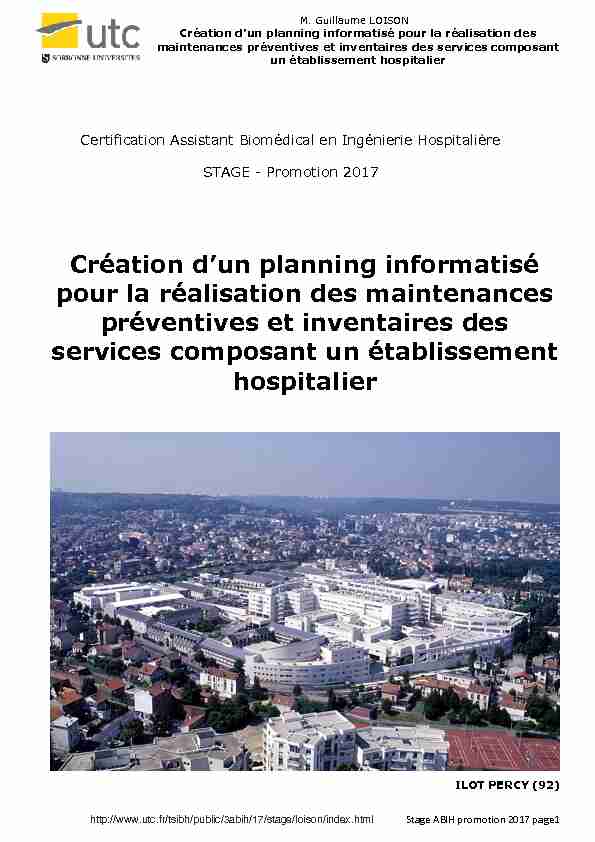 [PDF] Création dun planning informatisé pour la  - UTC Compiègne
