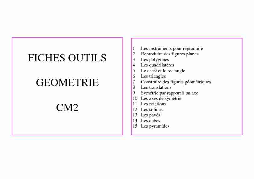 [PDF] FICHES OUTILS GEOMETRIE CM2