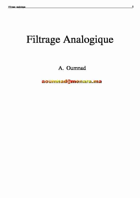 [PDF] Filtrage Analogique - ABC Electronique