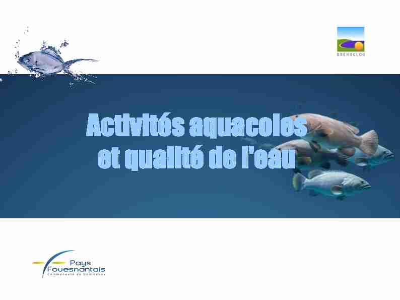 Activités aquacoles et qualité de leau