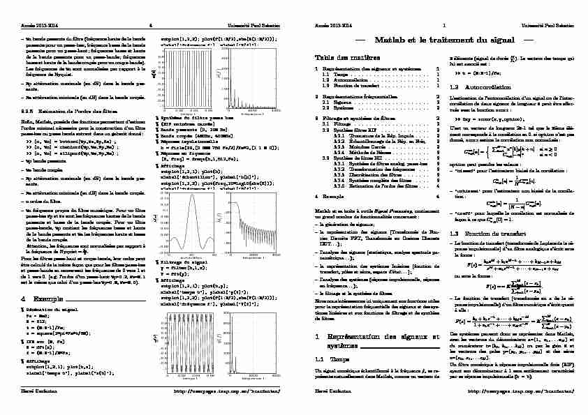[PDF] — Matlab et le traitement du signal —