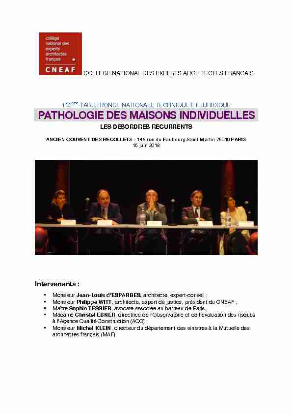 [PDF] PATHOLOGIE DES MAISONS INDIVIDUELLES - CNEAF