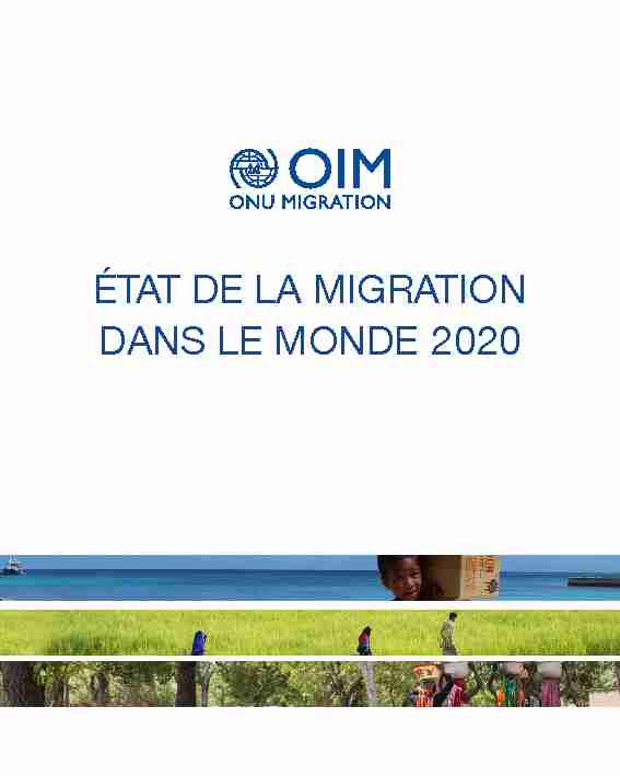 [PDF] ÉTAT DE LA MIGRATION DANS LE MONDE 2020 - IOM Publications