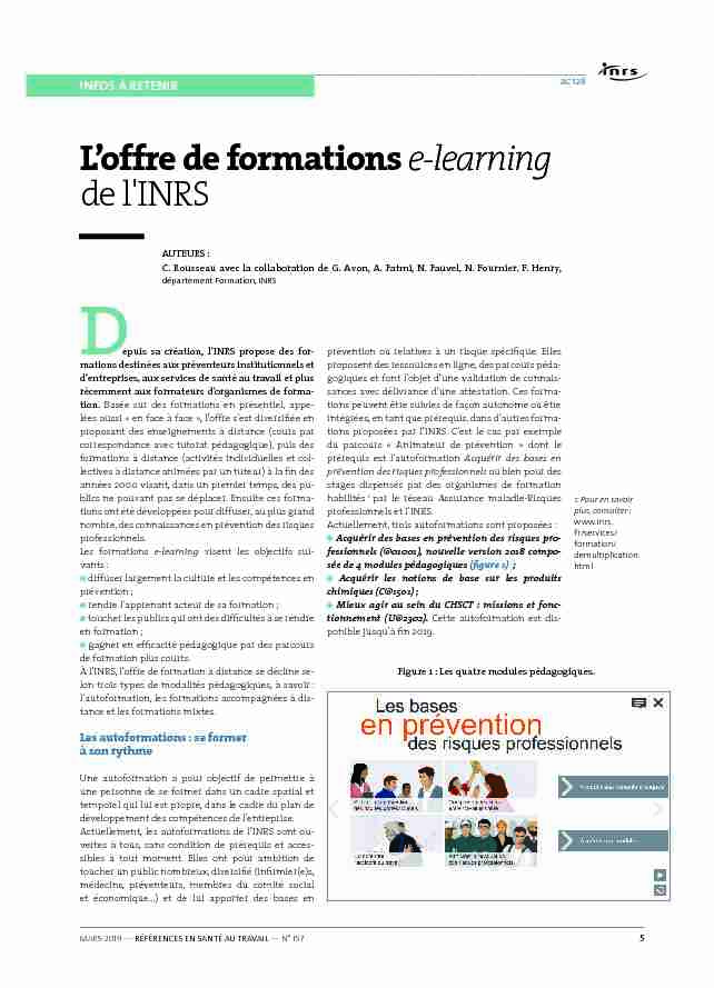 [PDF] Loffre de formation e-learning de lINRS - Références en santé au