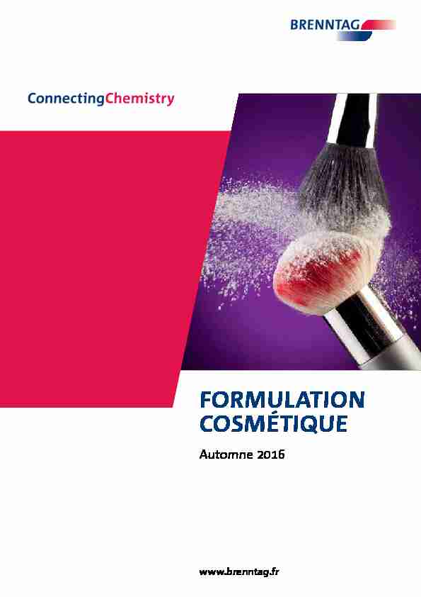 [PDF] FORMULATION COSMÉTIQUE -  Brenntag