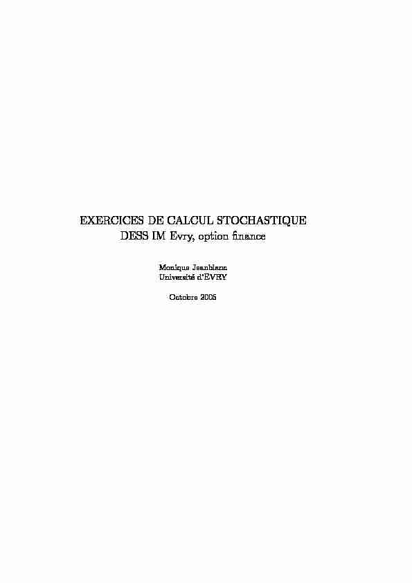 [PDF] EXERCICES DE CALCUL STOCHASTIQUE DESS IM Evry, option