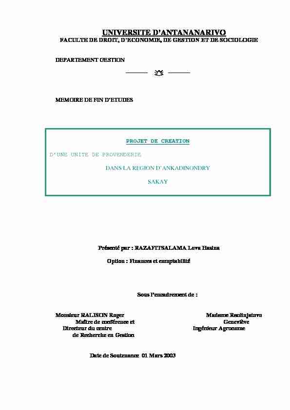 [PDF] RAZAFITSALAMA Lova Hasina GES n° 67 - Université dAntananarivo