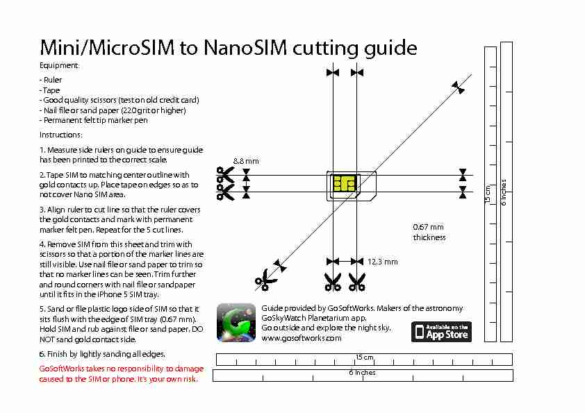 Mini/MicroSIM to NanoSIM cutting guide - GoSoftWorks