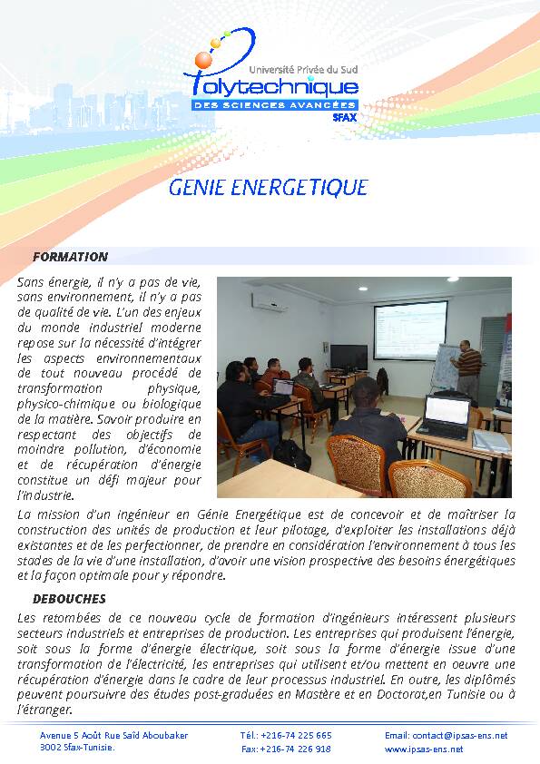 [PDF] GENIE ENERGETIQUE - IPSAS - Sfax