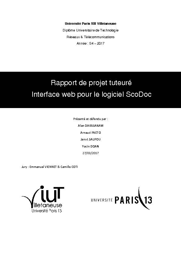 [PDF] Rapport de projet tuteuré Interface web pour le logiciel ScoDoc - LIPN