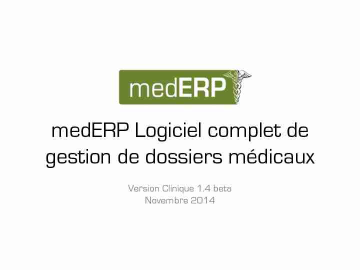 medERP Logiciel complet de gestion de dossiers médicaux