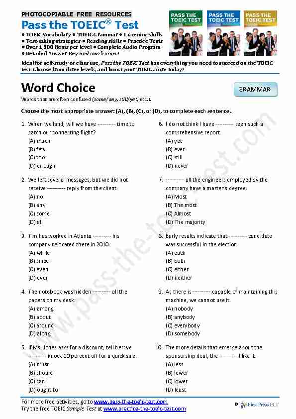 Word Choice GRAMMAR - Pass the TOEIC Test