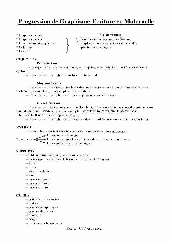 [PDF] Progression de Graphisme-Ecriture en Maternelle