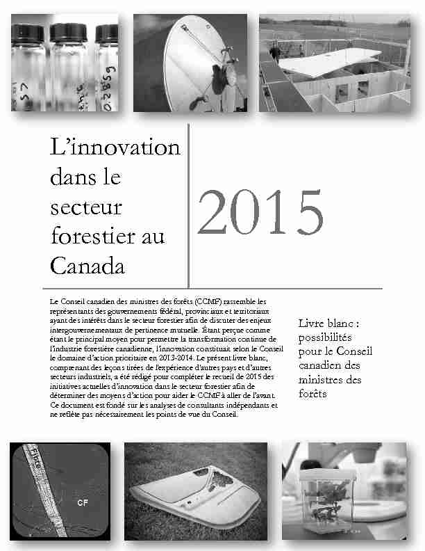 L’innovation dans le secteur forestier au Canada - CCFM