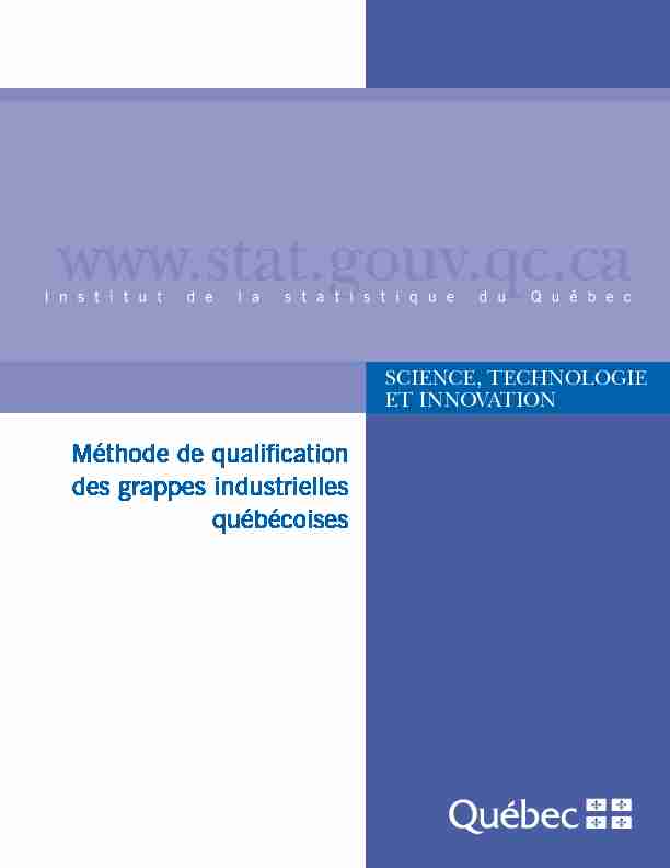 Méthode de qualification des grappes industrielles québécoises