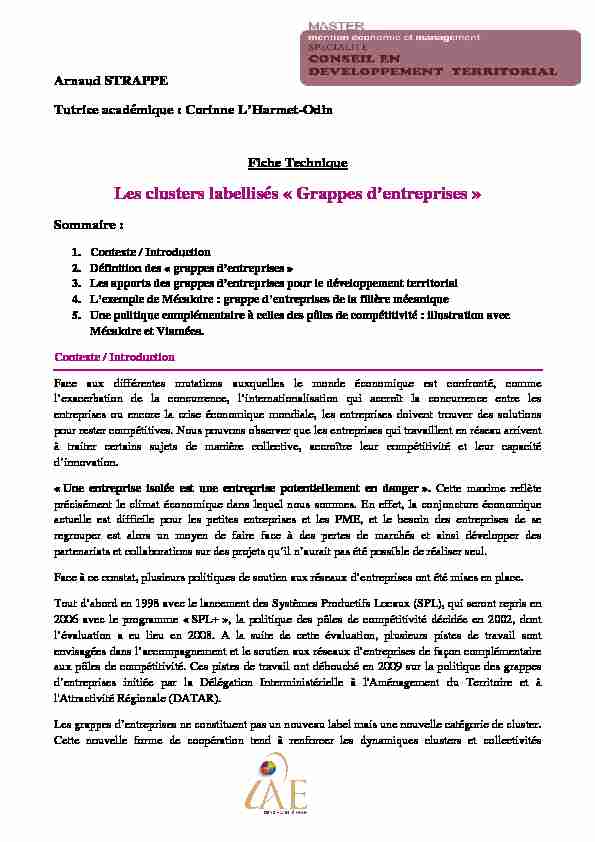 [PDF] Fiche technique : Les Clusters labellisés Grappes dEntreprises