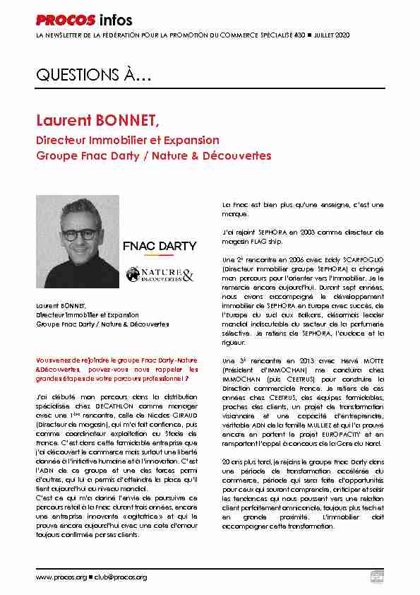 [PDF] Laurent BONNET, Directeur Immobilier et Expansion Groupe Fnac