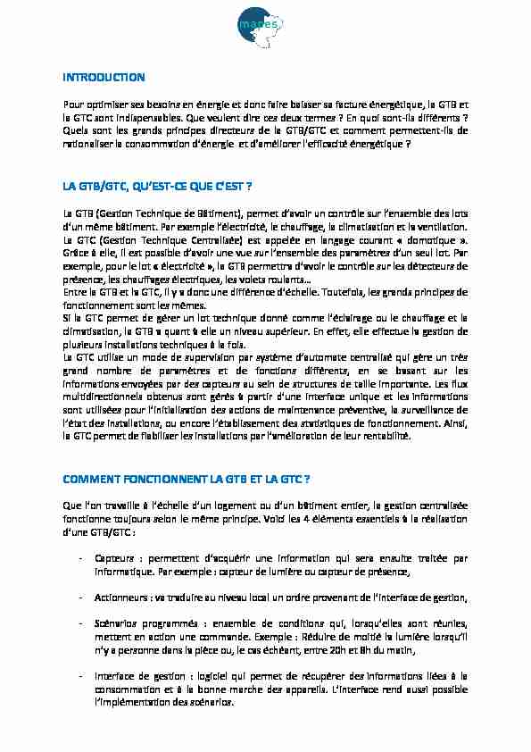 [PDF] COMMENT FONCTIONNENT LA GTB ET LA GTC