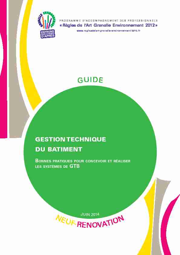 [PDF] RAGE - Guide 2014 « Gestion technique du bâtiment » - Programme