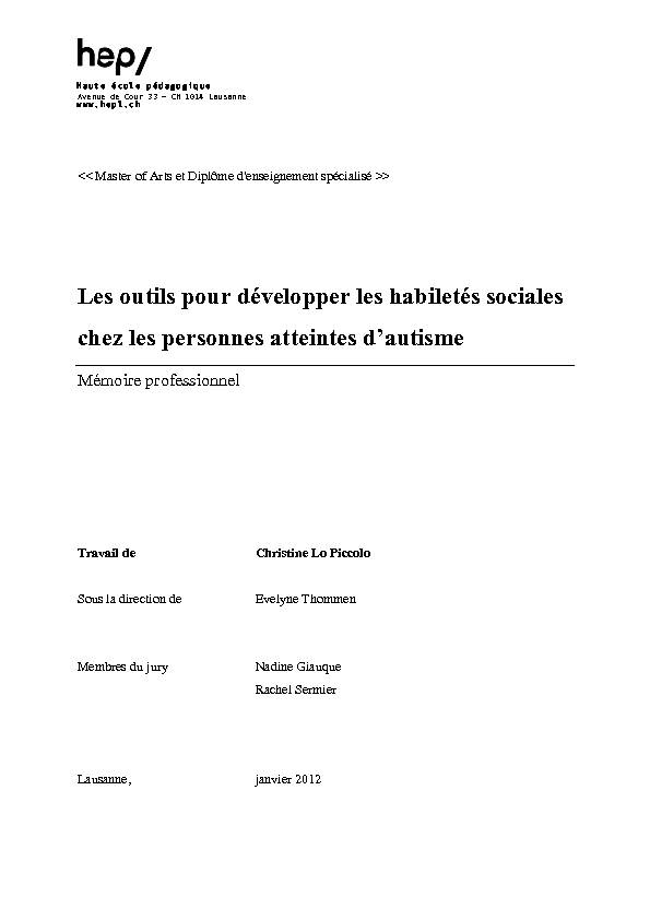 [PDF] Les outils pour développer les habiletés sociales chez  - Patrinum