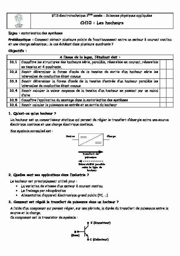 CH10 : Les hacheurs - F2School