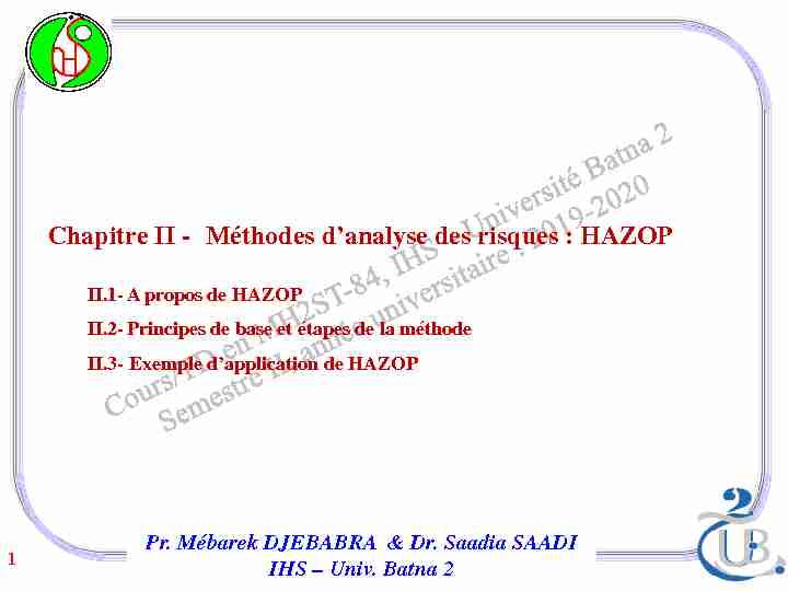 Méthodes danalyse des risques : HAZOP - II.1