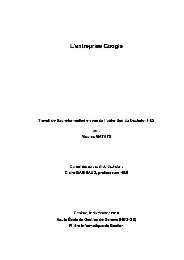 [PDF] Lentreprise Google - RERO DOC