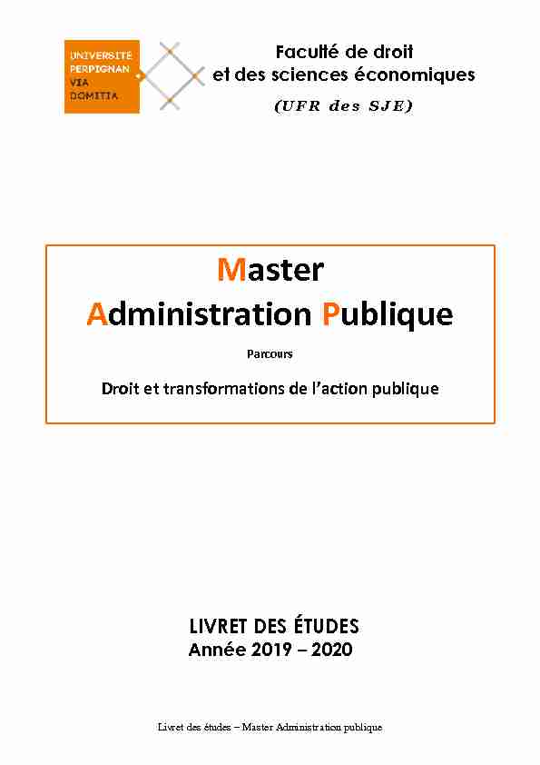 Master Administration Publique - Perpignan