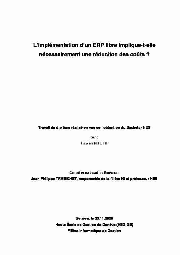 [PDF] Limplémentation dun ERP libre implique-t-elle  - CORE