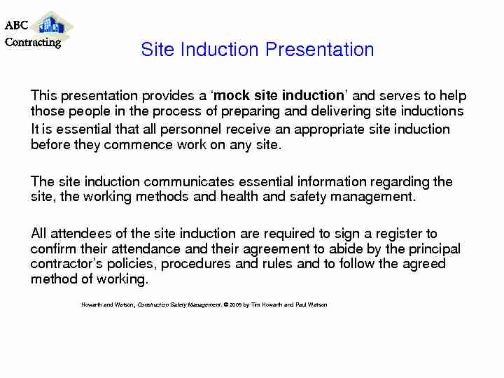 [PDF] Site Induction Presentation - ILO