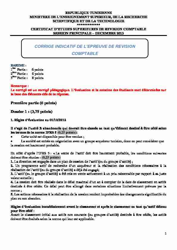 [PDF] CORRIGE INDICATIF DE LEPREUVE DE REVISION COMPTABLE