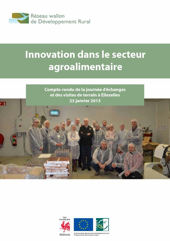 [PDF] Innovation dans le secteur agroalimentaire - Réseau wallon de