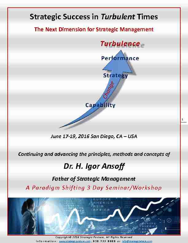 Strategic Success in Turbulent Times Dr. H. Igor Ansoff