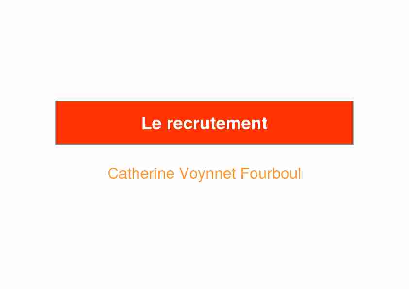 [PDF] Le recrutement - Catherine Voynnet Fourboul