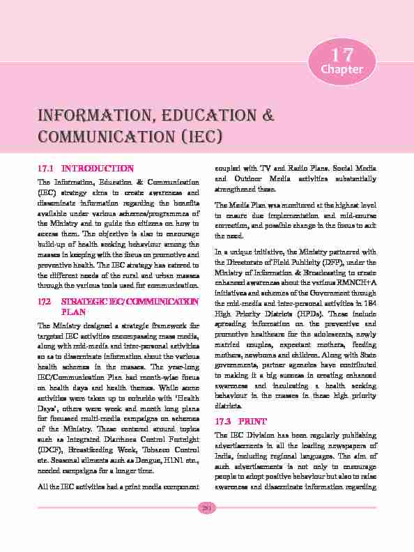 InformatIon EducatIon & communIcatIon (IEc)