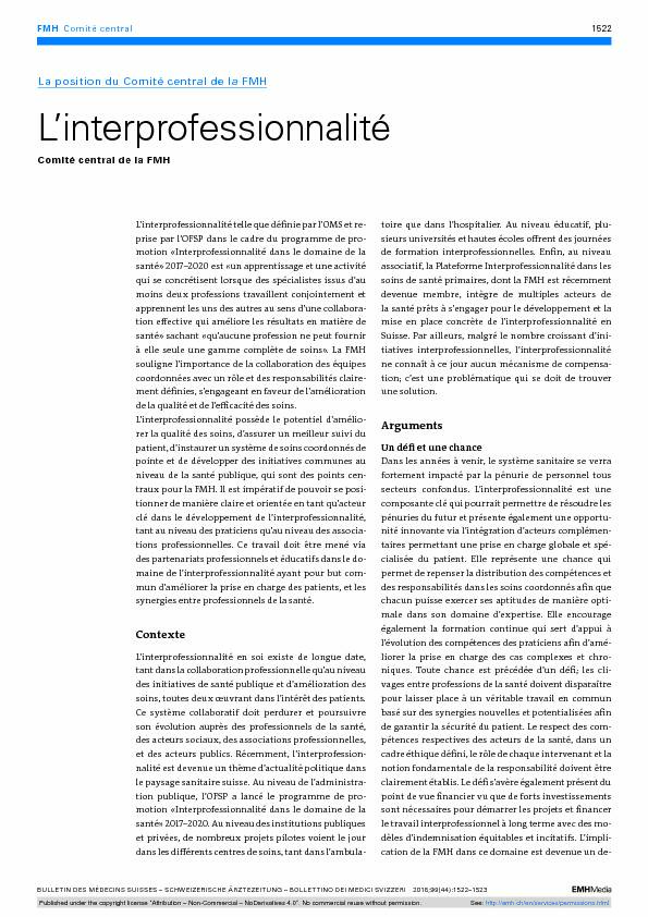 [PDF] Linterprofessionnalité - FMH