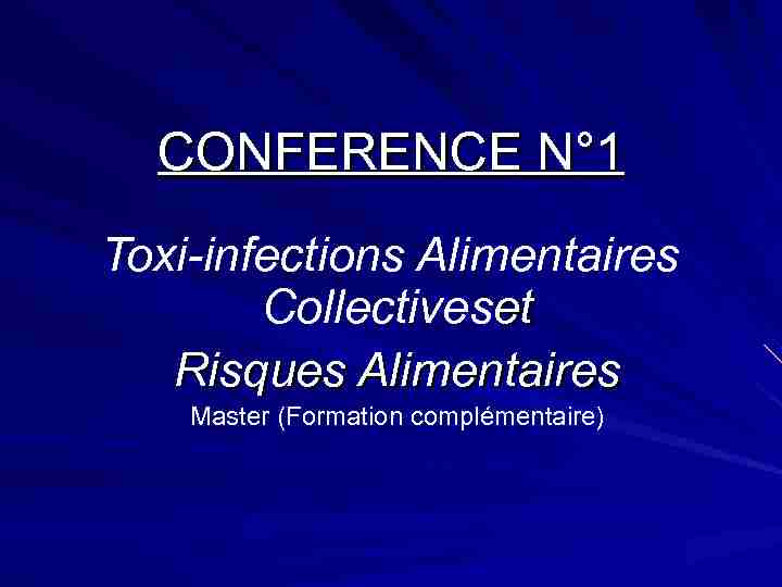[PDF] Toxi-Infections Alimentaires Collectives