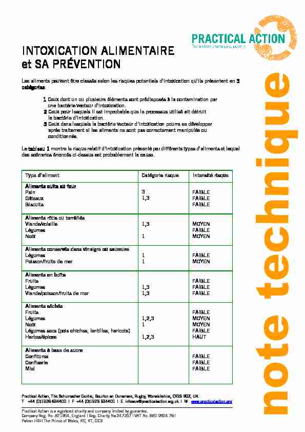 KnO-100599 Intoxication Alimentaire et Sa Prevention - CTCN