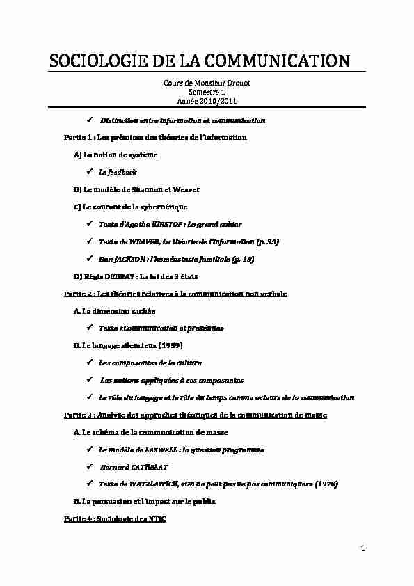 [PDF] SOCIOLOGIE DE LA COMMUNICATION - Free