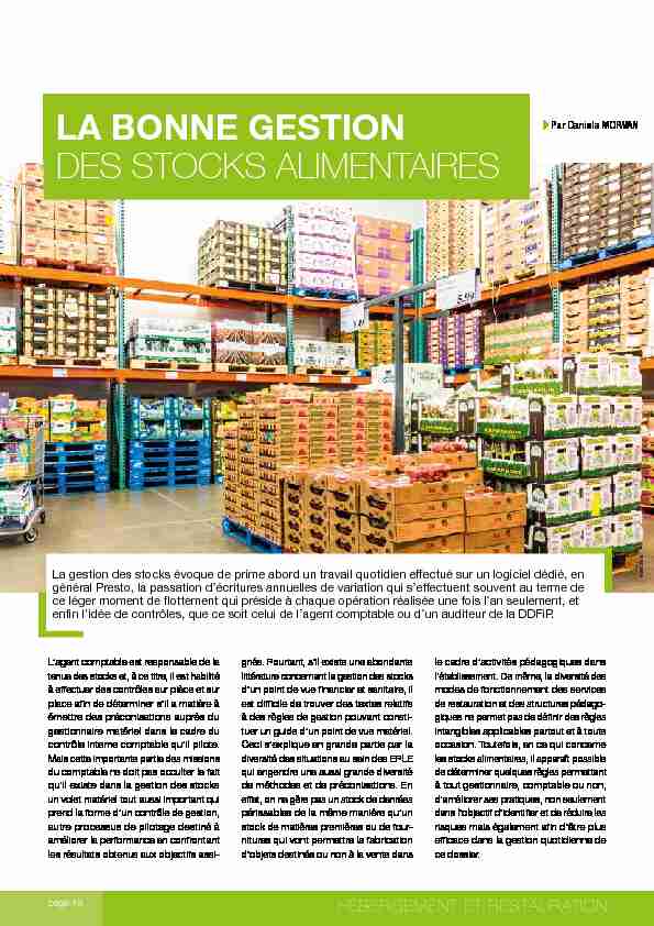 [PDF] LA BONNE GESTION DES STOCKS ALIMENTAIRES - AJI