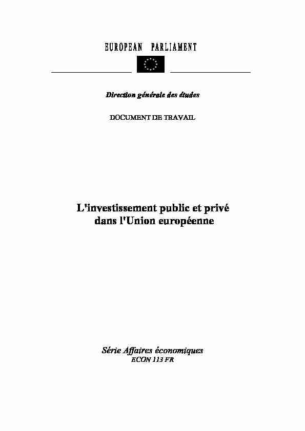 [PDF] Linvestissement public et privé dans lUnion européenne - europaeu