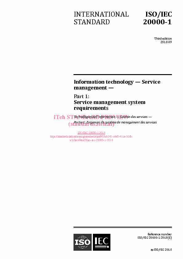 Information technology — Service management