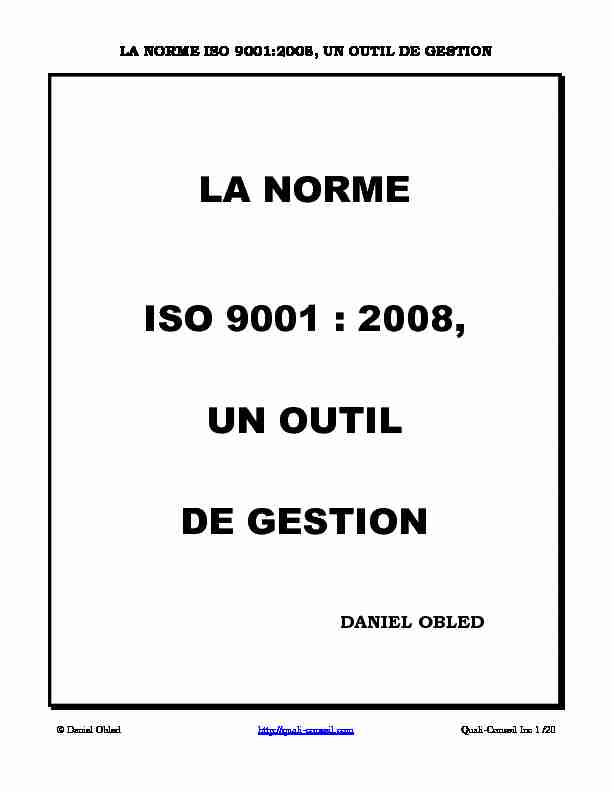 [PDF] LA NORME ISO 9001 : 2008, UN OUTIL DE GESTION - Consultants