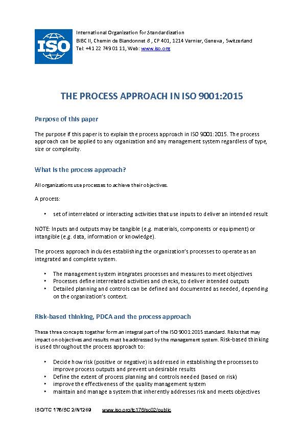 process approach in ISO 9001:2015